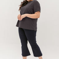 Khloe Waffle Knit T-Shirt In Charcoal Grey
