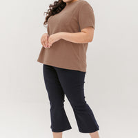 Khloe Waffle Knit T-Shirt In Light Brown