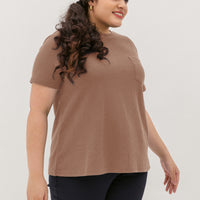Khloe Waffle Knit T-Shirt In Light Brown