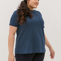 Khloe Waffle Knit T-Shirt In Space Blue