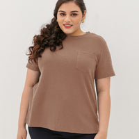 Khloe Waffle Knit T-Shirt In Light Brown