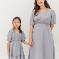Chloe Embroidered Eyelet Dress In Grey