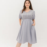 Chloe Embroidered Eyelet Dress In Grey