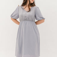 Chloe Embroidered Eyelet Dress In Grey