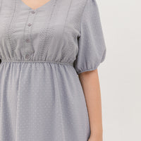 Chloe Embroidered Eyelet Dress In Grey