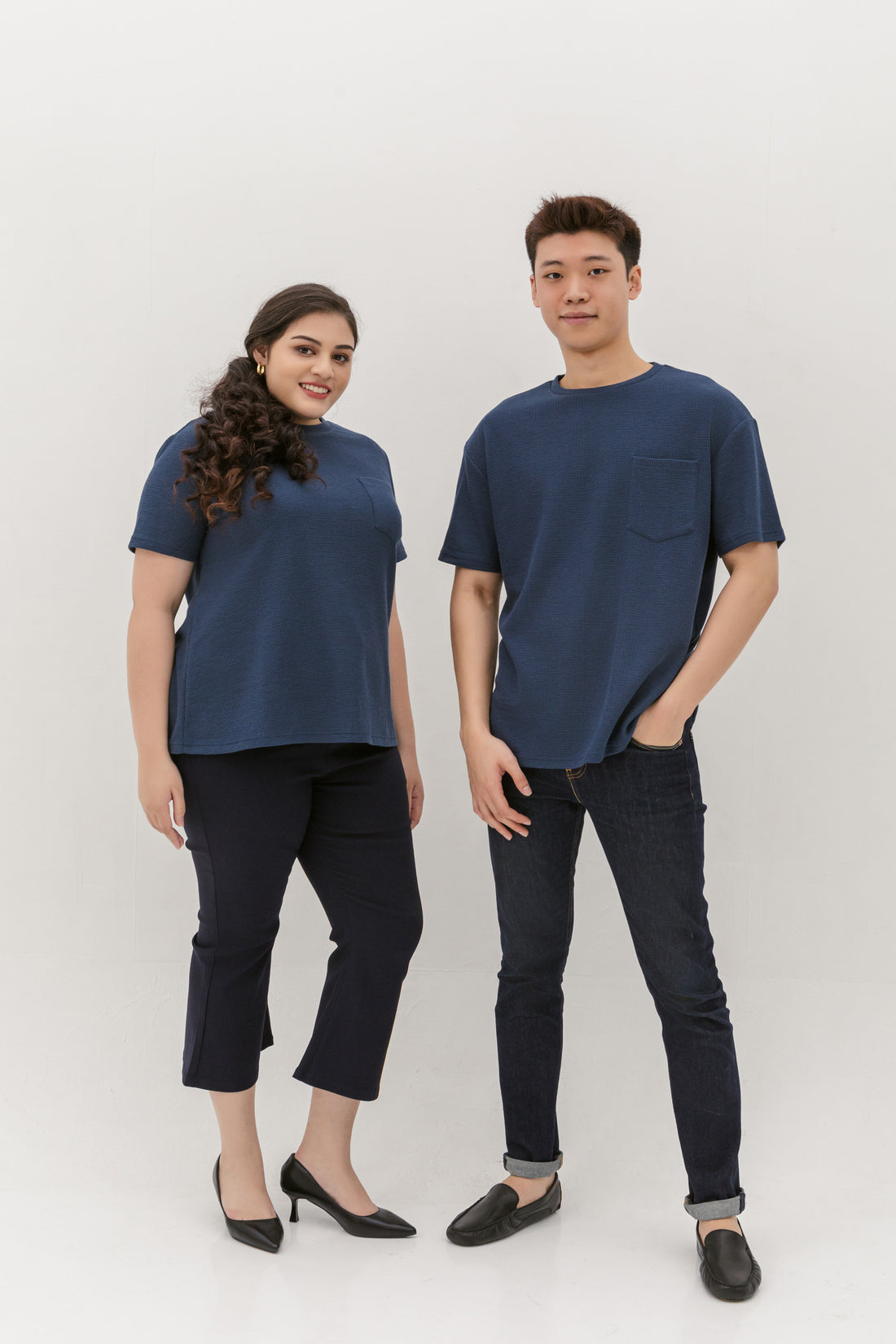 Khloe Waffle Knit T-Shirt In Space Blue