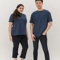 Khloe Waffle Knit T-Shirt In Space Blue