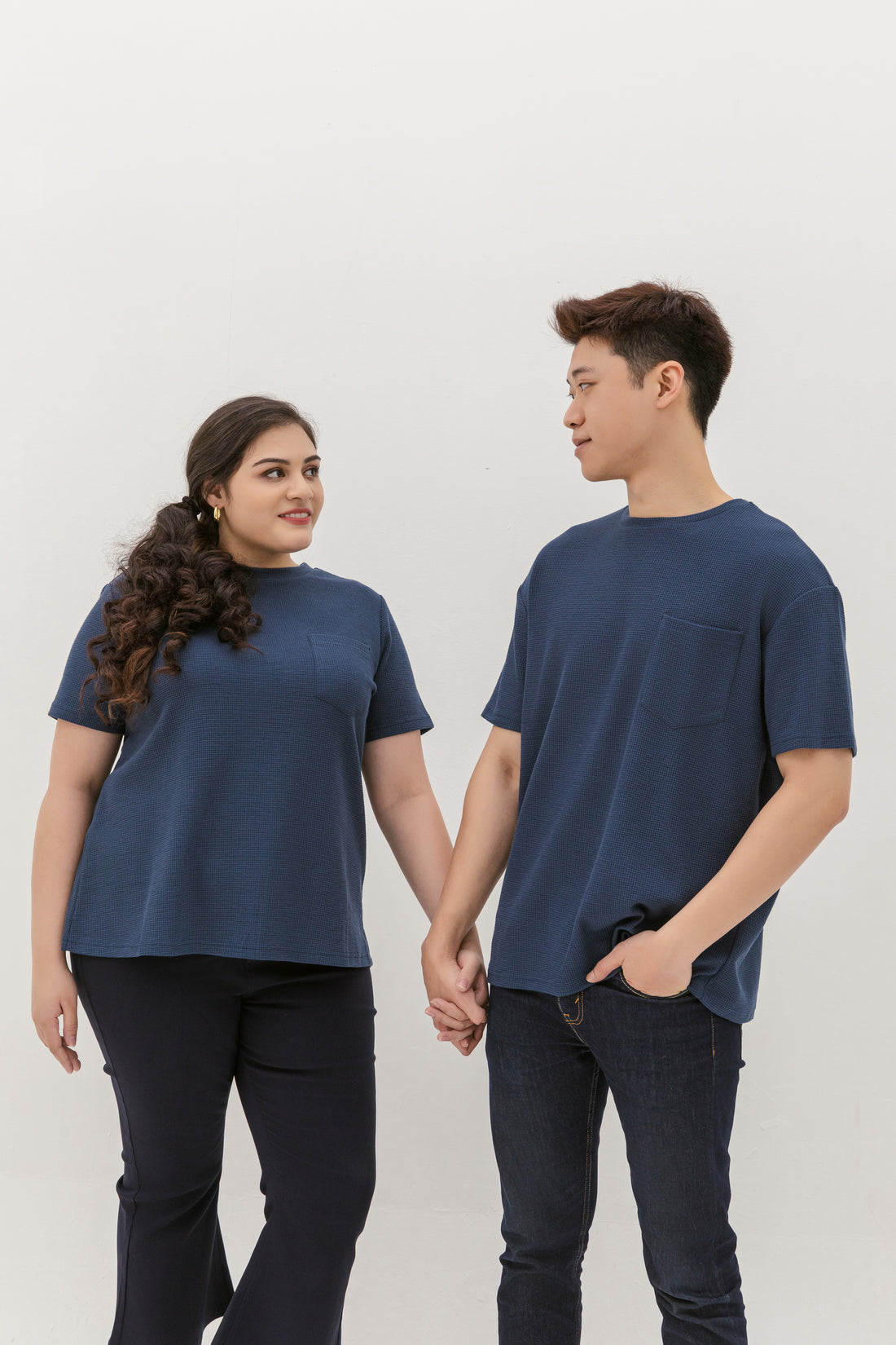 Khloe Waffle Knit T-Shirt In Space Blue