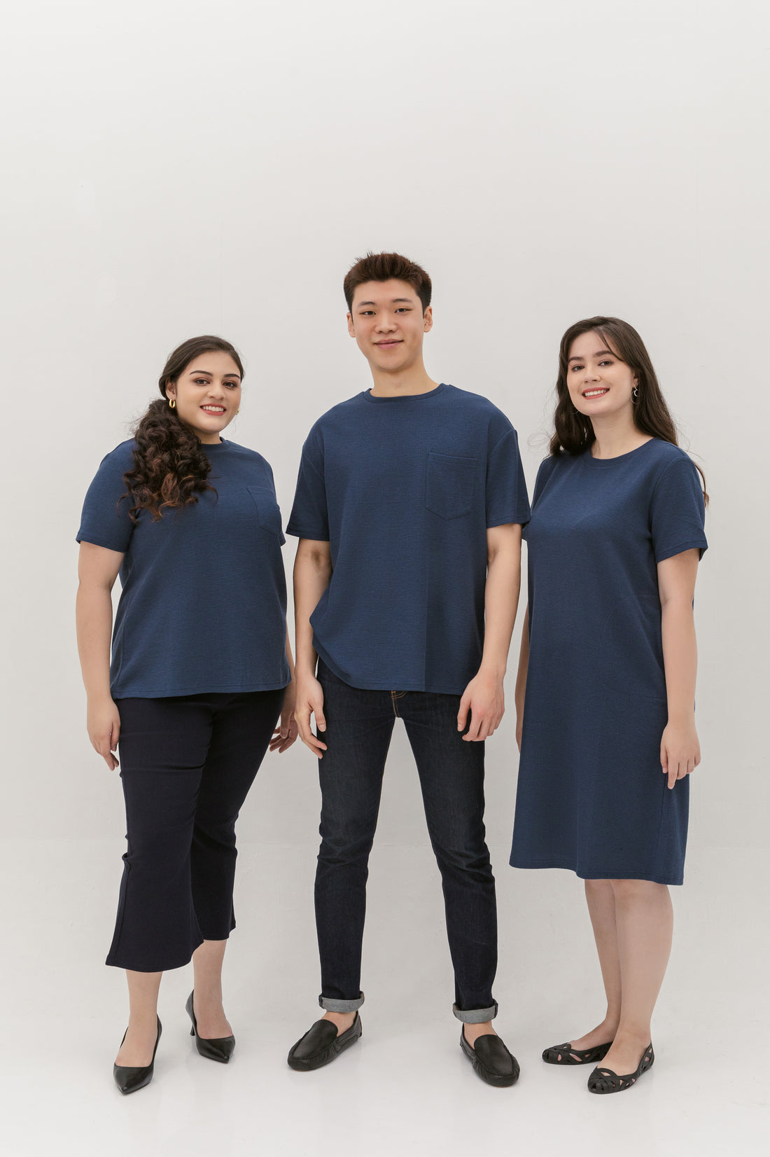 Khloe Waffle Knit T-Shirt In Space Blue