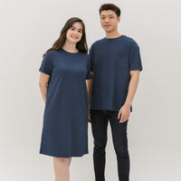 Kara Waffle Knit Midi Dress In Space Blue