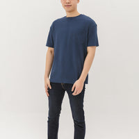 Kane Waffle Knit Pocket T-Shirt In Space Blue