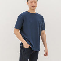 Kane Waffle Knit Pocket T-Shirt In Space Blue