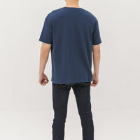 Kane Waffle Knit Pocket T-Shirt In Space Blue