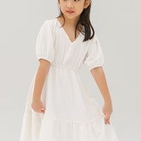 Caylee Embroidered Eyelet Dress In White