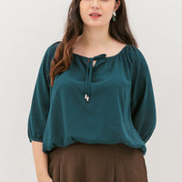 Delilah Tie Neck Blouse In Dark Teal