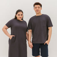 Kara Waffle Knit Midi Dress In Charcoal Grey