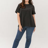 Khloe Waffle Knit T-Shirt In Black