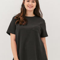 Khloe Waffle Knit T-Shirt In Black