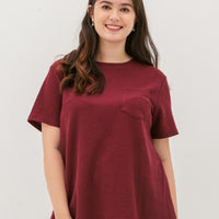 Khloe Waffle Knit T-Shirt In Maroon