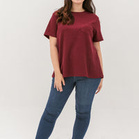 Khloe Waffle Knit T-Shirt In Maroon
