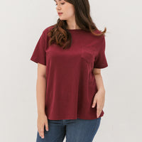 Khloe Waffle Knit T-Shirt In Maroon