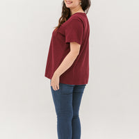 Khloe Waffle Knit T-Shirt In Maroon