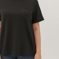 Khloe Waffle Knit T-Shirt In Black