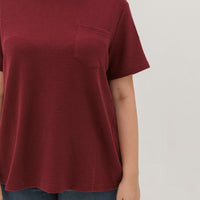 Khloe Waffle Knit T-Shirt In Maroon