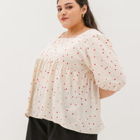 Rosalie Square Neckline Blouse In White Hearts