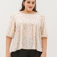 Rosalie Square Neckline Blouse In White Hearts