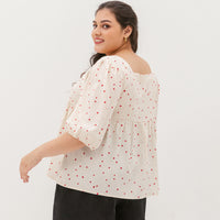 Rosalie Square Neckline Blouse In White Hearts
