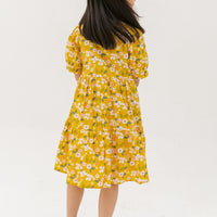 Finley Puff-Sleeved Floral Tiered Dress In Yellow