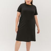 Kara Waffle Knit Midi Dress In Black