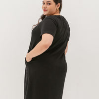 Kara Waffle Knit Midi Dress In Black