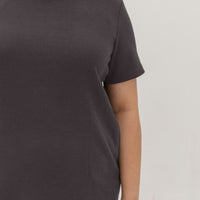 Kara Waffle Knit Midi Dress In Charcoal Grey