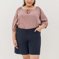 Zelda Tailored Bermuda Shorts In Navy Blue