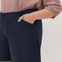 Zelda Tailored Bermuda Shorts In Navy Blue