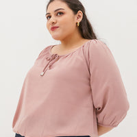 Delilah Tie Neck Blouse In Pale Mulberry