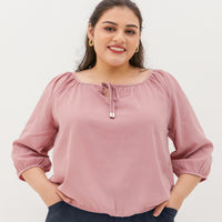 Delilah Tie Neck Blouse In Pale Mulberry