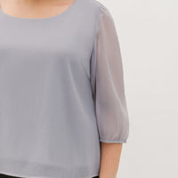 Georgette Chiffon Boat-Neck Blouse In Light Grey