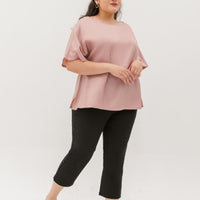 Isla Boat-Neck Flare Sleeve Blouse In Rose Gold