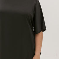 Isla Boat-Neck Flare Sleeve Blouse In Black