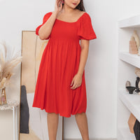 Shelley Smocked Dress In Scarlet Red