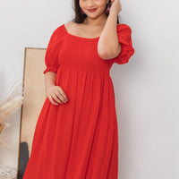 Shelley Smocked Dress In Scarlet Red