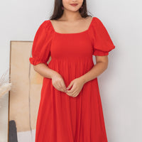 Shelley Smocked Dress In Scarlet Red