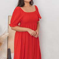 Shelley Smocked Dress In Scarlet Red