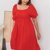 Shelley Smocked Dress In Scarlet Red