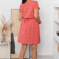 Rae Ribbon Dress In Red Floral