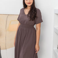 Audrey Midi Dress In Saddle Brown