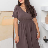 Audrey Midi Dress In Saddle Brown